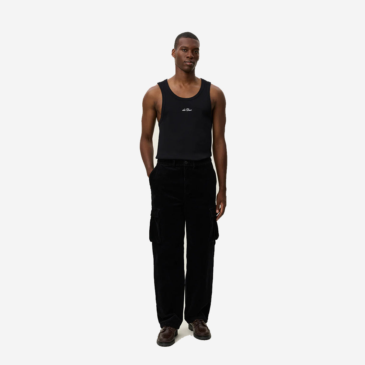 Kai Corduroy Loose Cargo Pants - Black