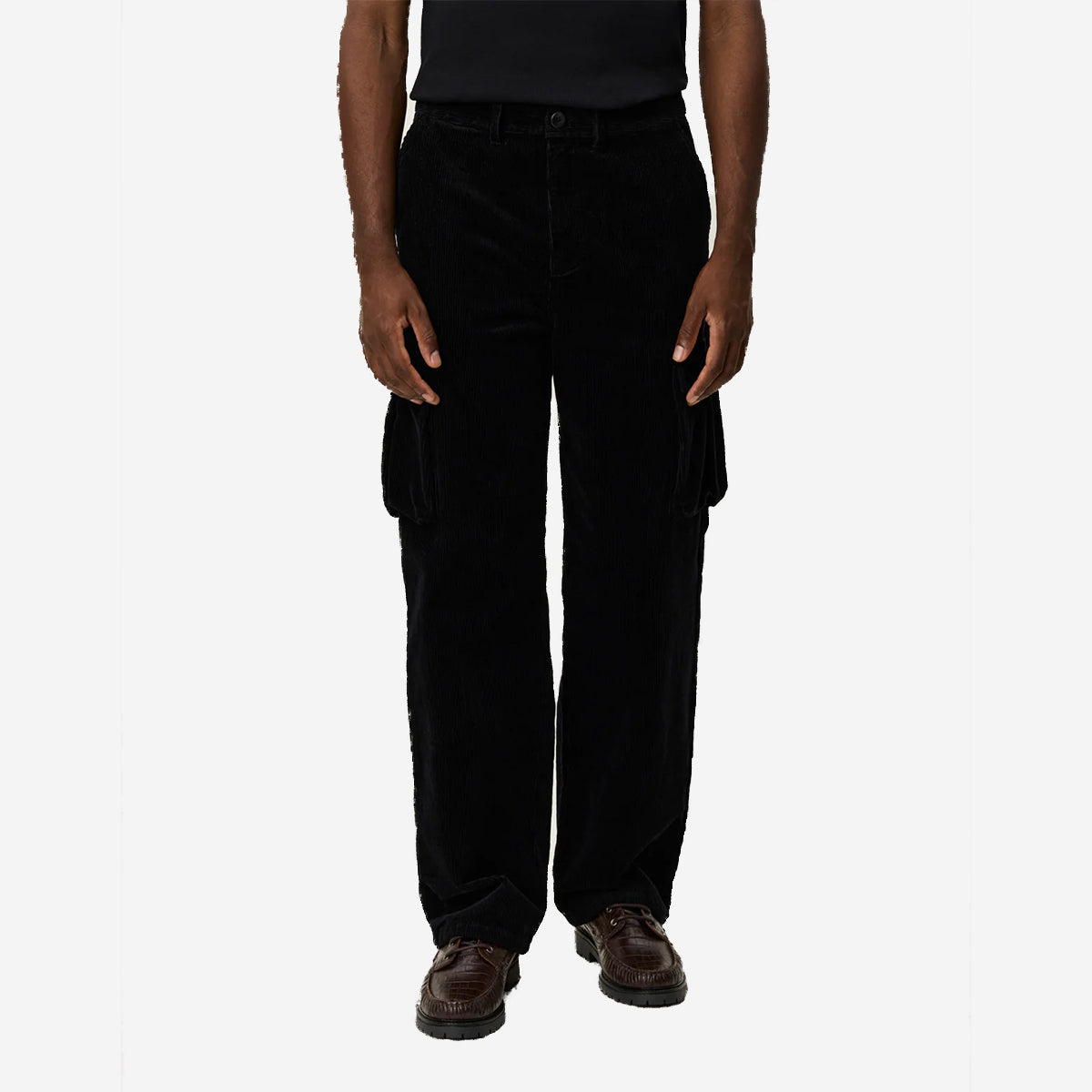 Kai Corduroy Loose Cargo Pants - Black