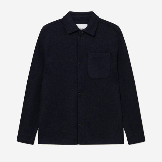 Kaleb Wool Bouclé Overshirt - Dark Navy