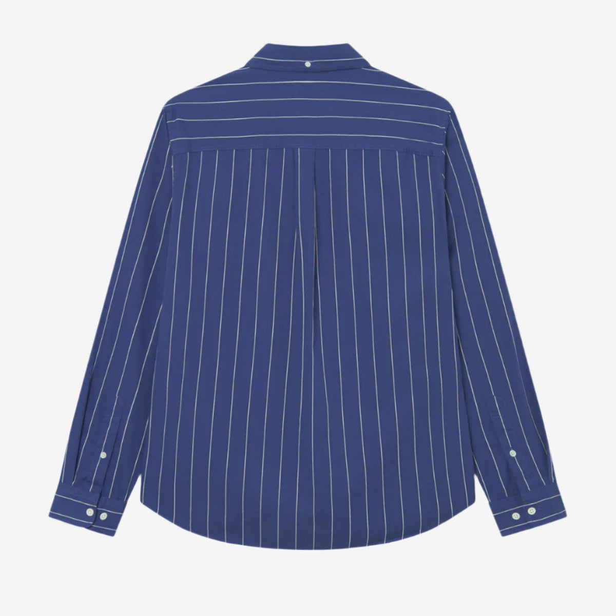 Kent Stripe Peached Poplin Shirt - Blueprint/White