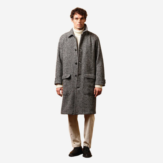 Kent Wool Long Sport Coat - Charcoal Herringbone