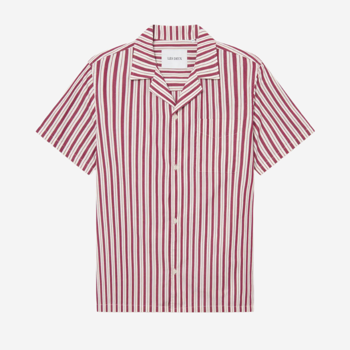 Klark Stripe Poplin Vacation Shirt - Beet Red/White
