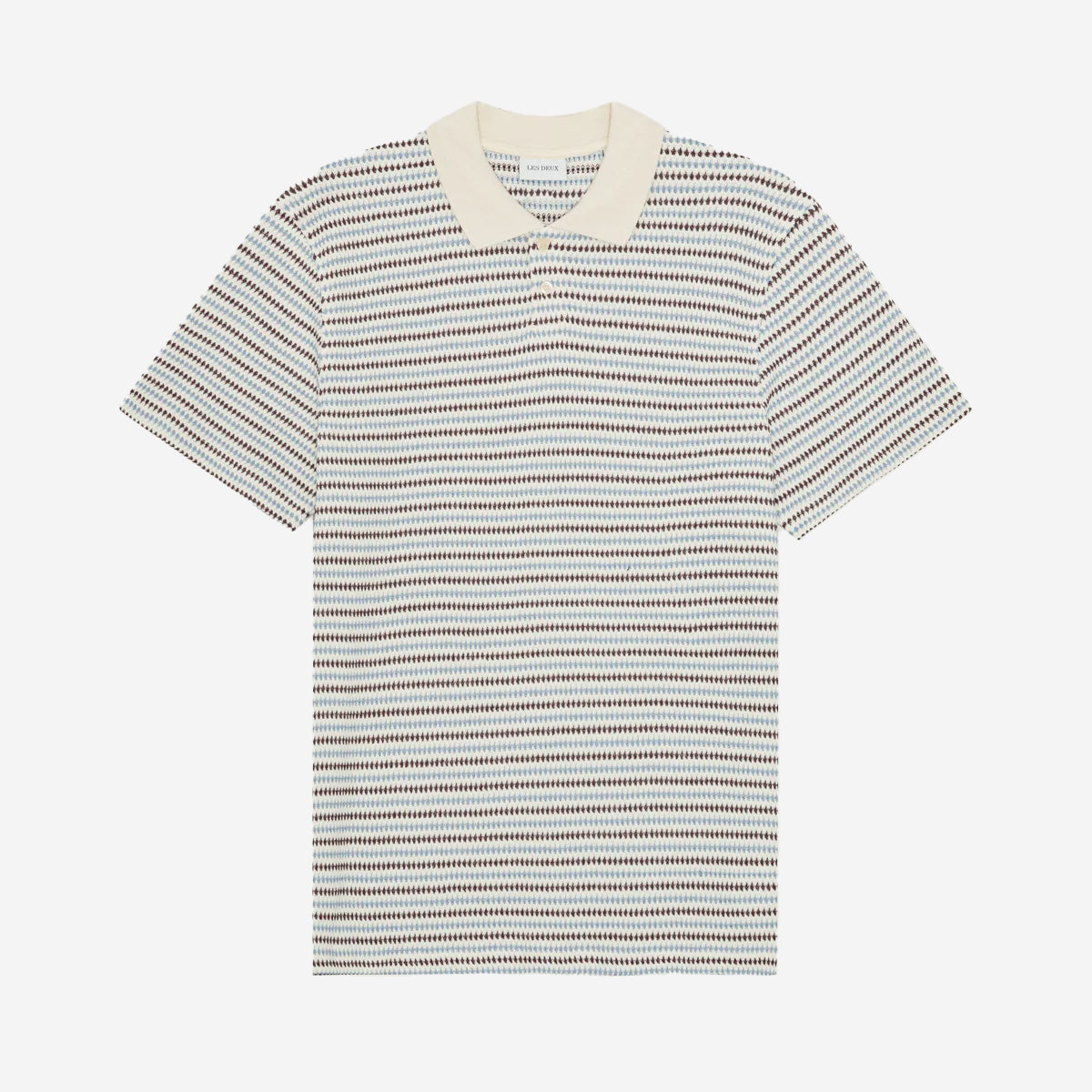 Knitted Stripe Polo - Eggnog White
