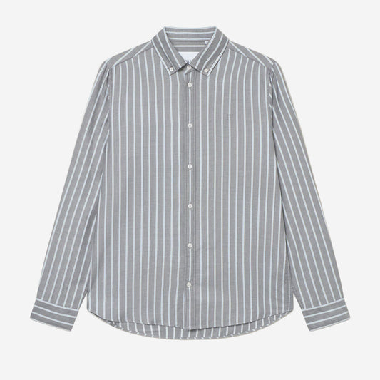 Konrad Herringbone Poplin Shirt - Asphalt Grey