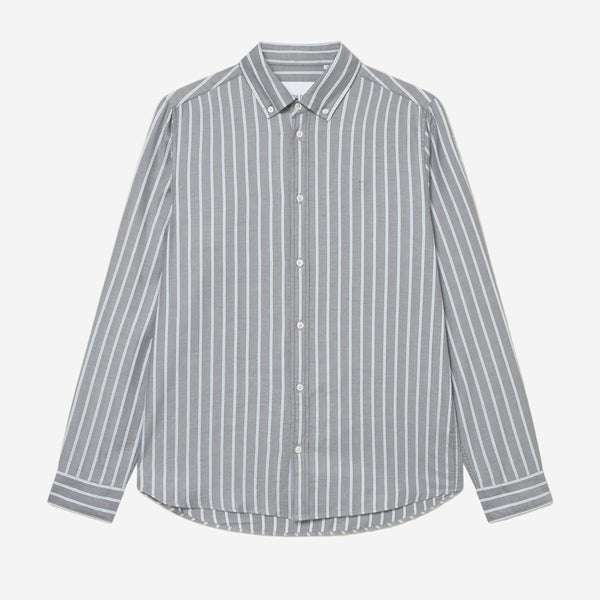 Les Deux - Konrad Herringbone Poplin Shirt - Asphalt Grey