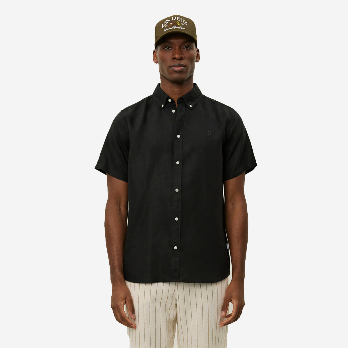Konrad Linen S/S Shirt - Black