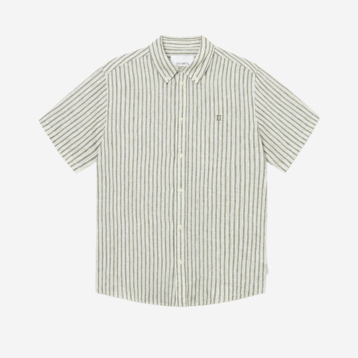 Kris Linen S/S Shirt - Light Ivory/Lichen Green