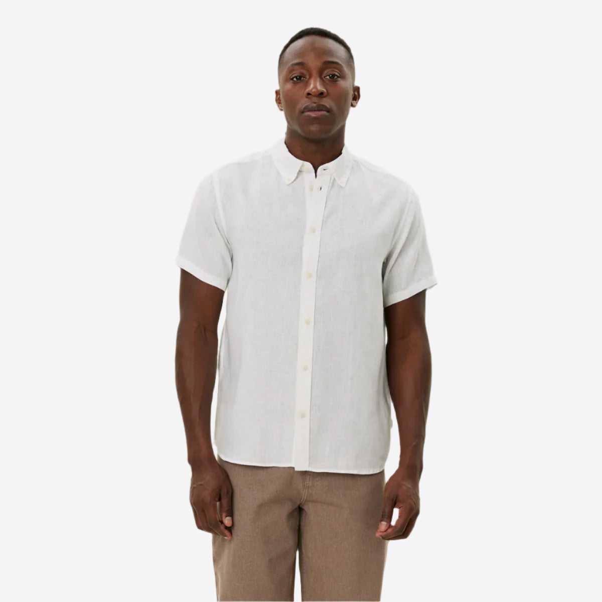 Kris Linen S/S Shirt - Light Ivory/Lichen Green