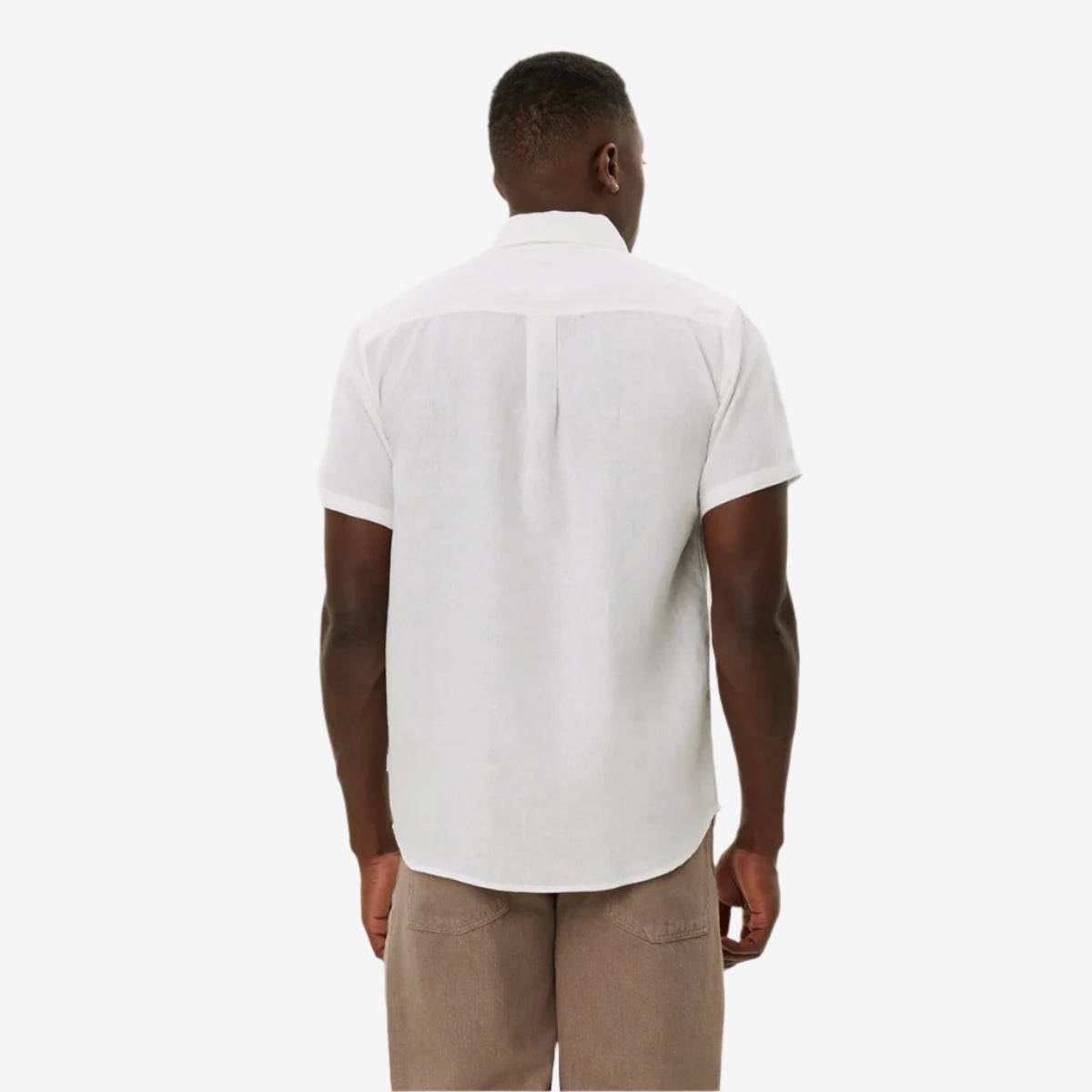 Kris Linen S/S Shirt - Light Ivory/Lichen Green