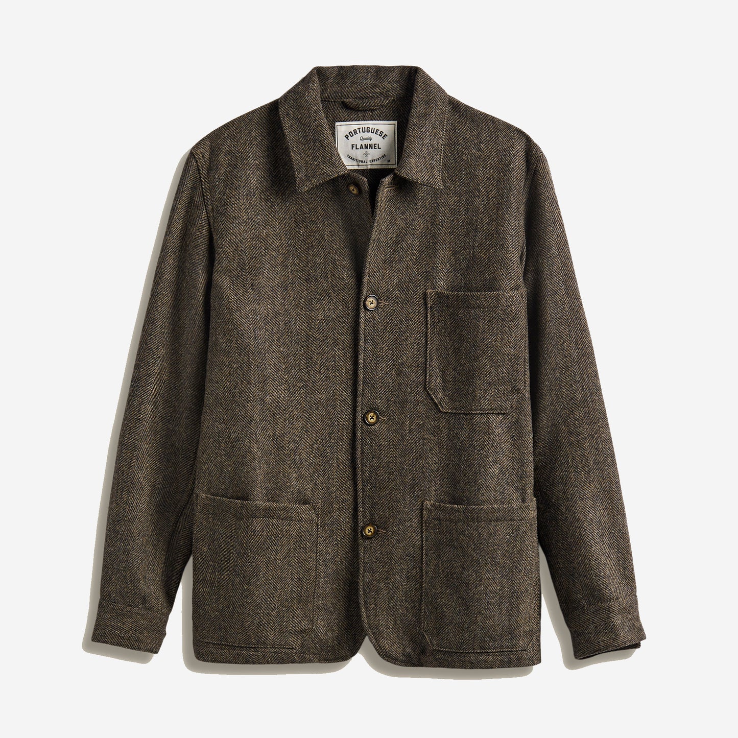 Labura Herringbone Wool Work Jacket - Brown