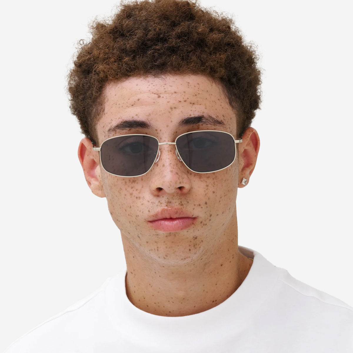 LAURENCE Rectangle Metal Sunglasses - Silver/Grey