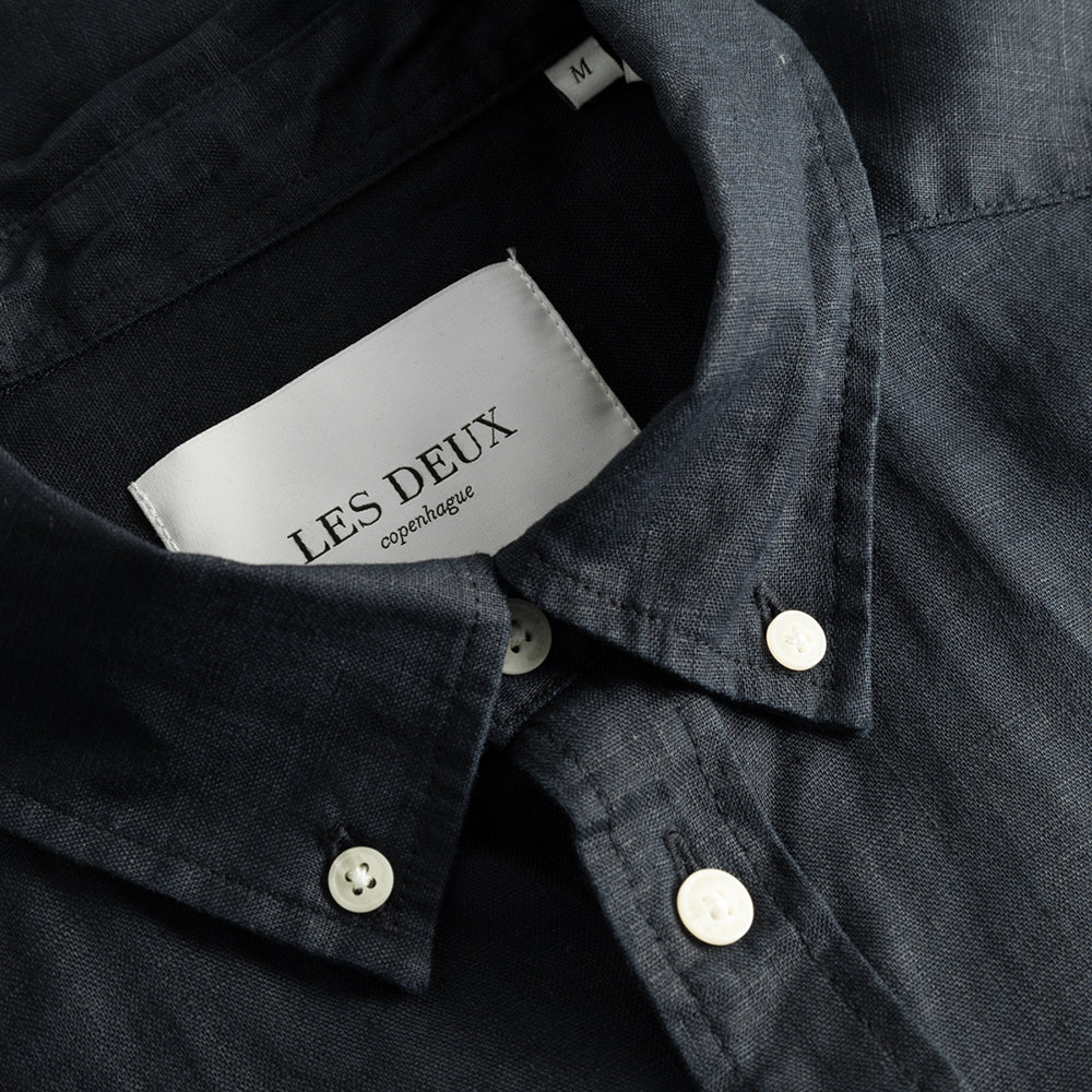 Kris Linen S/S Shirt - Dark Navy