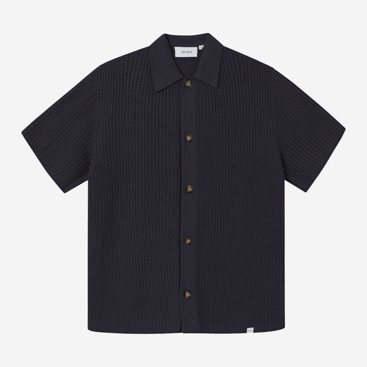 Gustavo Knitted S/S Polo Shirt - Dark Navy