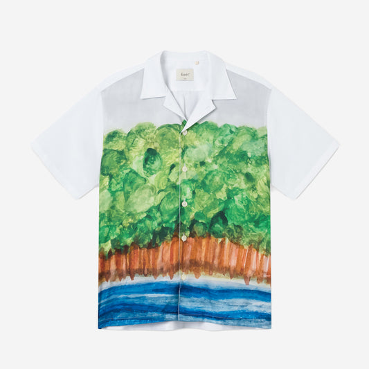 Leak Short-Sleeve Vacation Shirt - White Watercolour