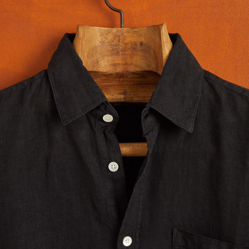 Linen Long-Sleeve Shirt - Black