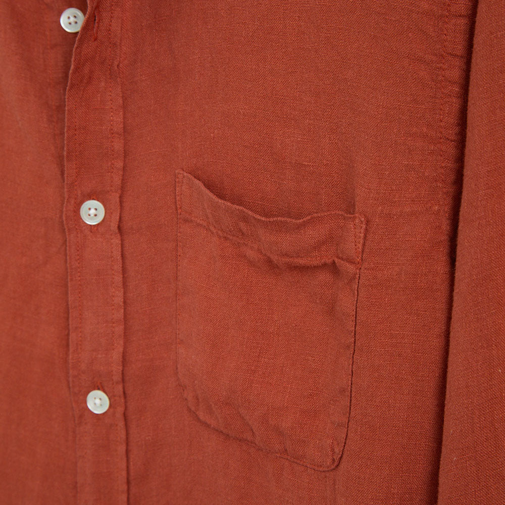 Linen Long-Sleeve Shirt - Terracotta