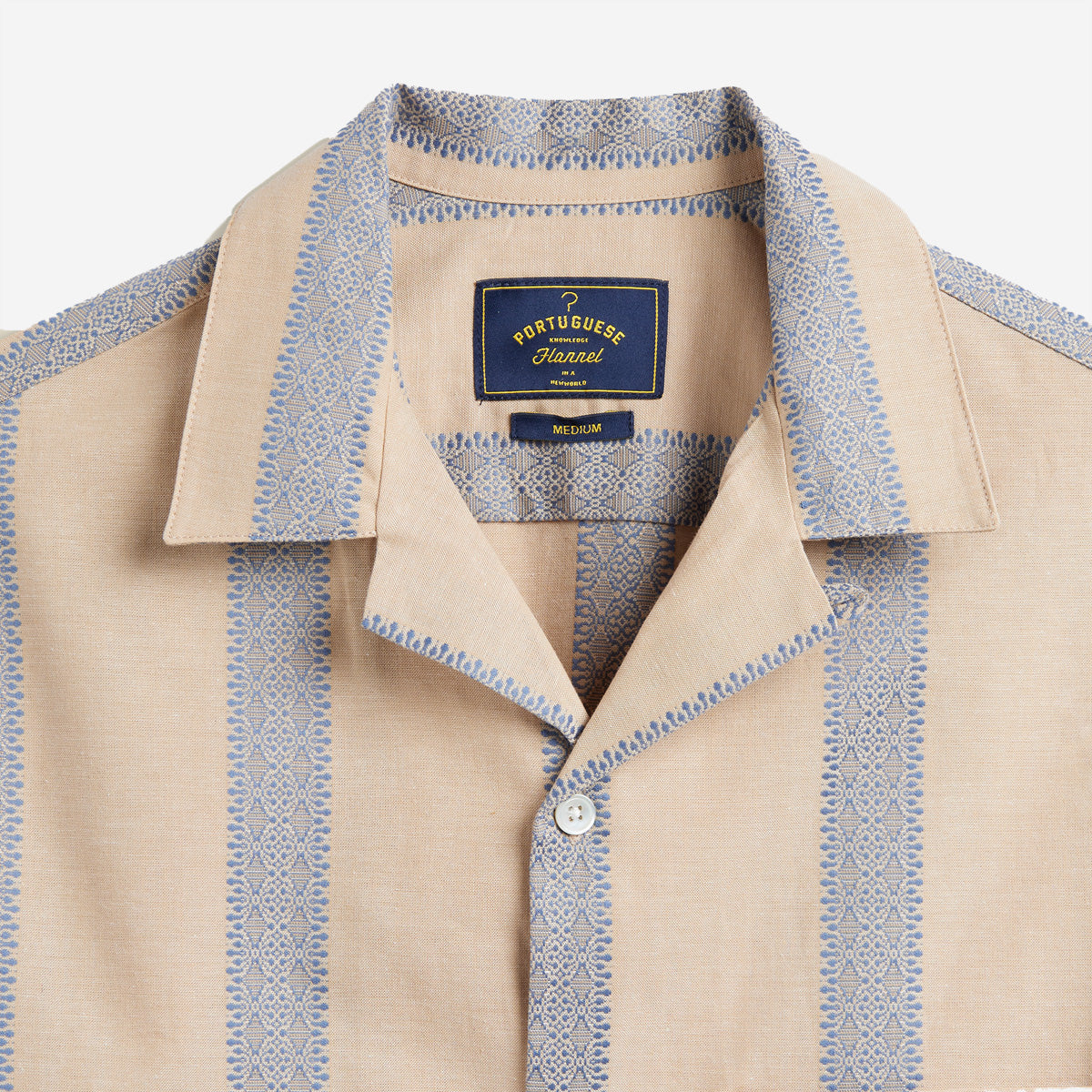 Lousada Jacquard S/S Vacation Shirt - Tan/Blue