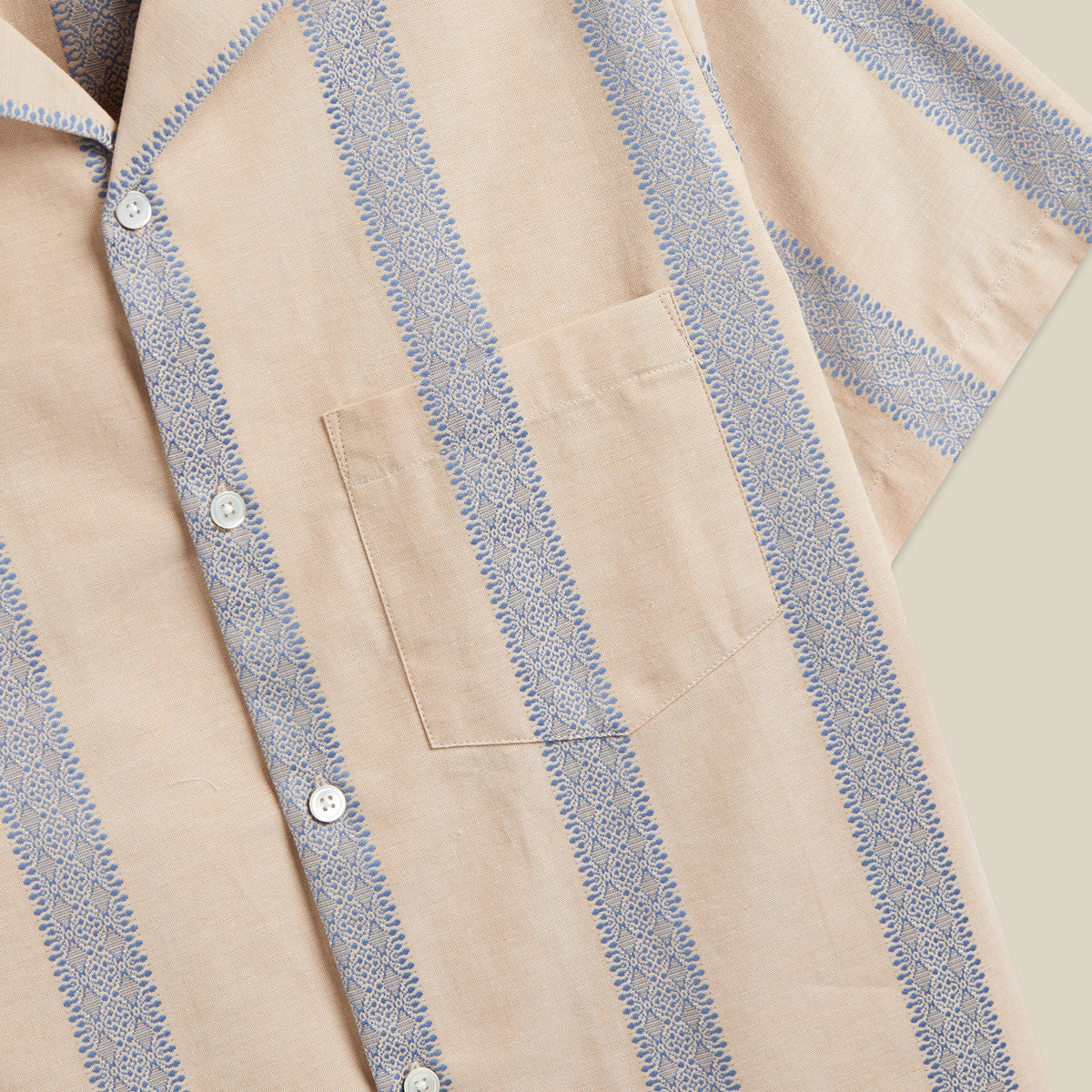 Lousada Jacquard S/S Vacation Shirt - Tan/Blue