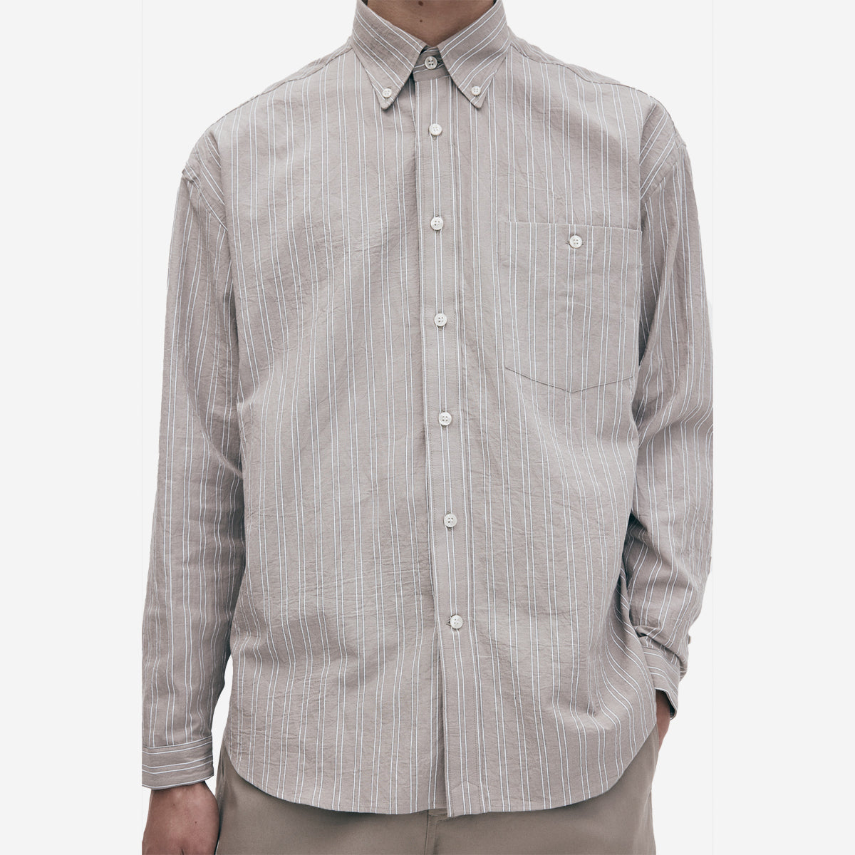 Baggy Organic Cotton Shirt - Brown/White Stripe