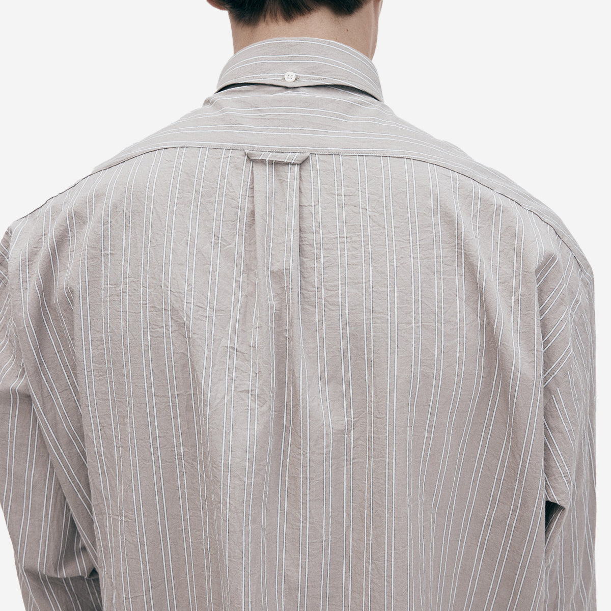 Baggy Organic Cotton Shirt - Brown/White Stripe