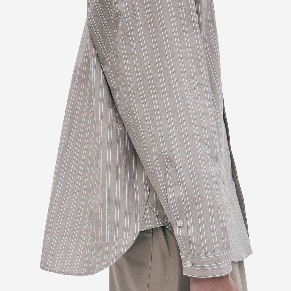 Baggy Organic Cotton Shirt - Brown/White Stripe