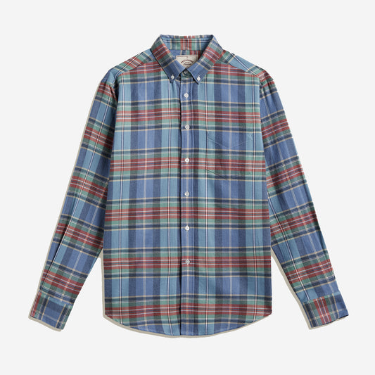 Lucia Plaid Flannel Shirt - Sky Blue/Red
