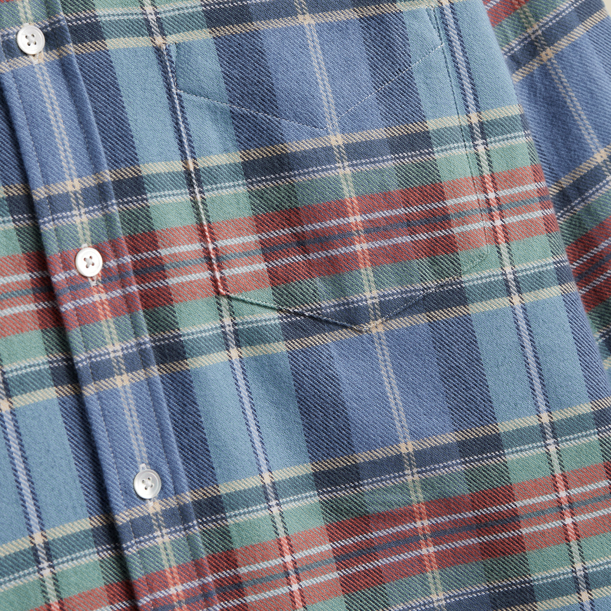 Lucia Plaid Flannel Shirt - Sky Blue/Red