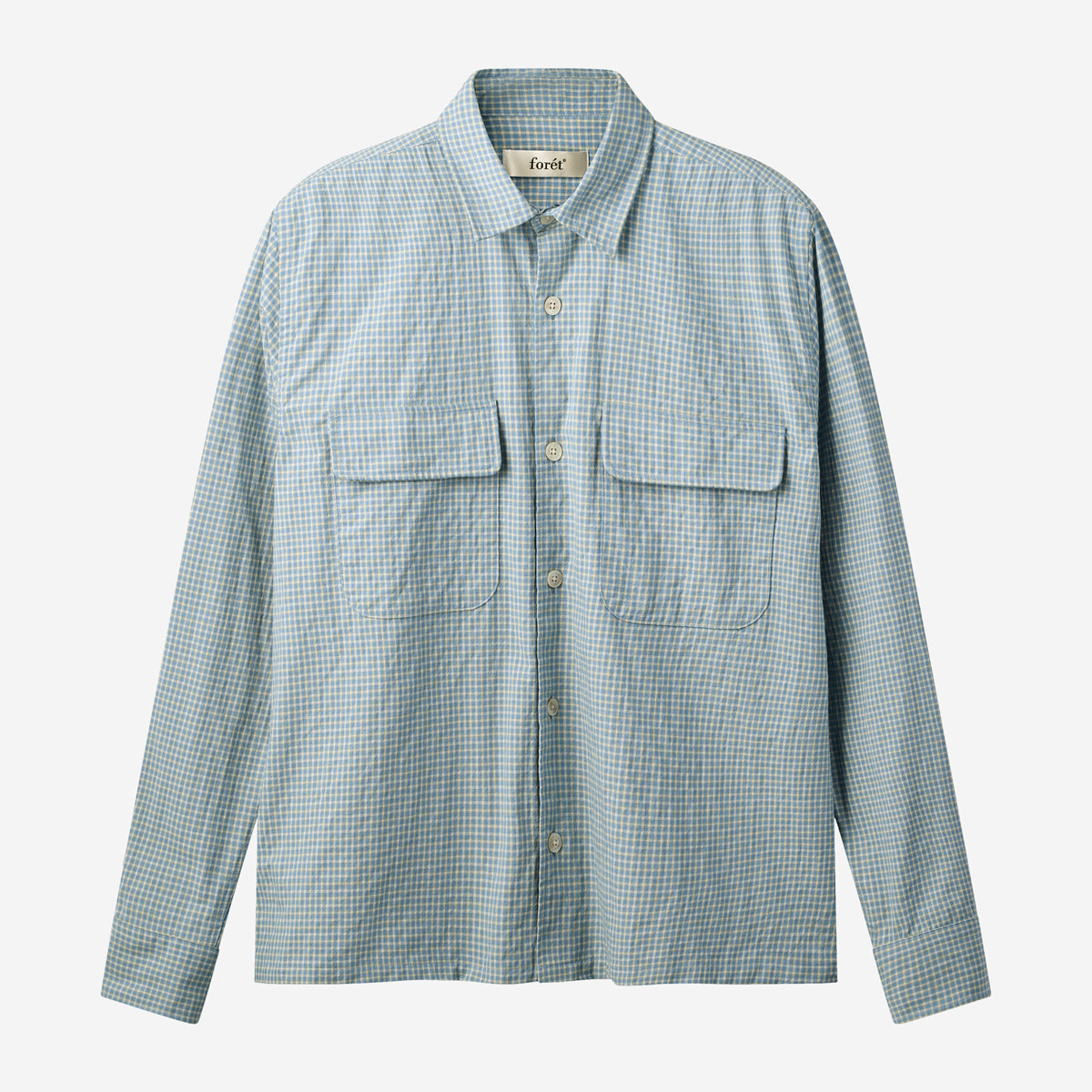 Lunar Textured Relaxed Fit Overshirt - Light Blue Check