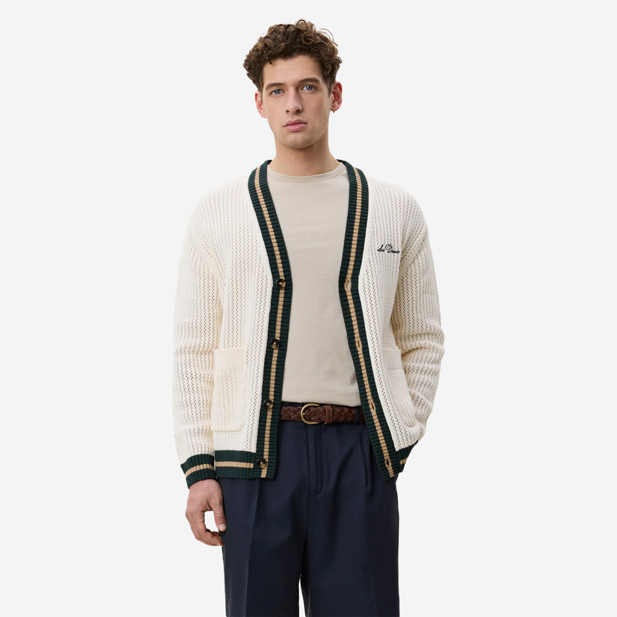 Lace Knitted Cardigan - Eggnog White