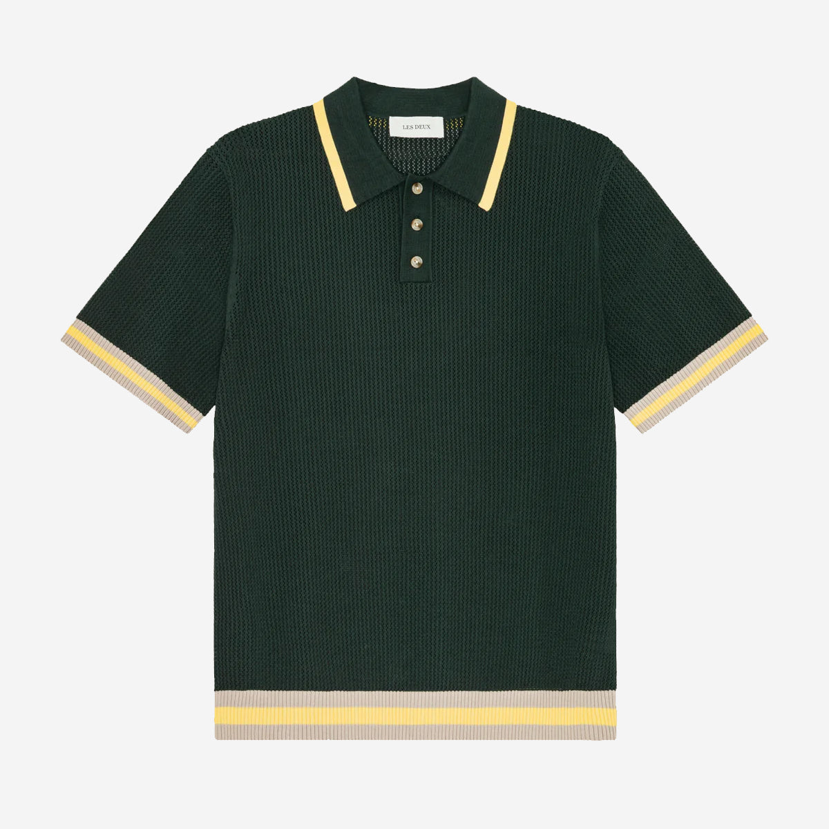 Lace Knitted Polo - Pine Green