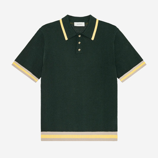 Lace Knitted Polo - Pine Green