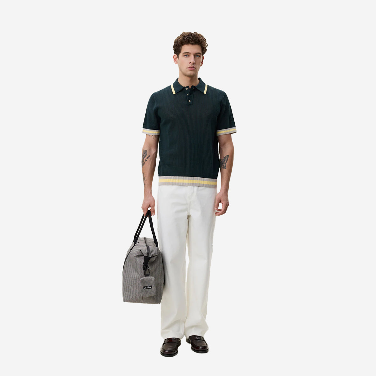 Lace Knitted Polo - Pine Green