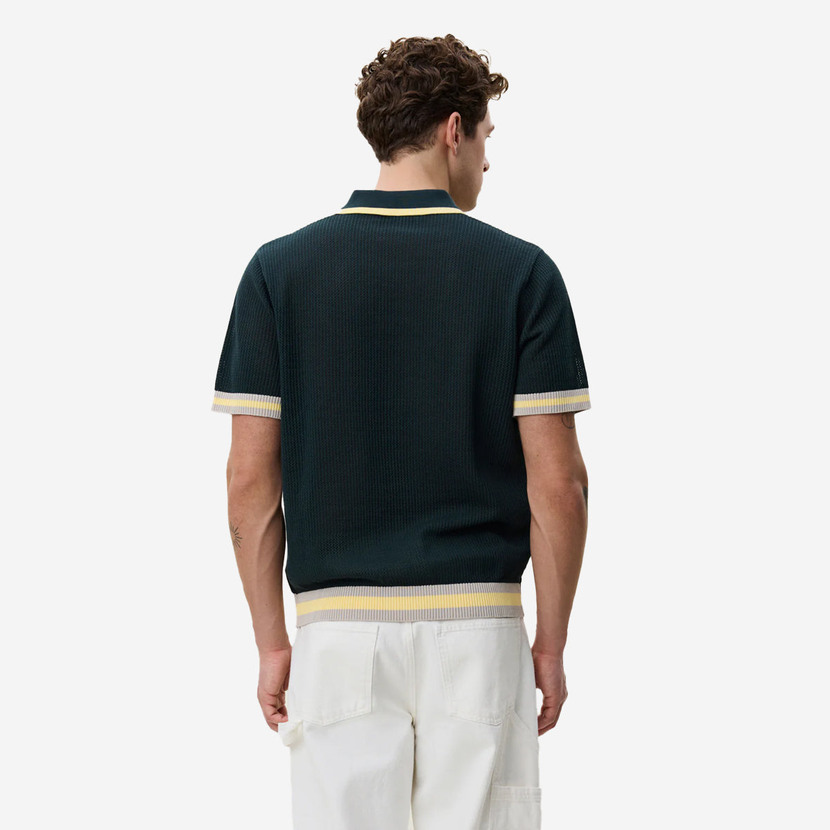 Lace Knitted Polo - Pine Green