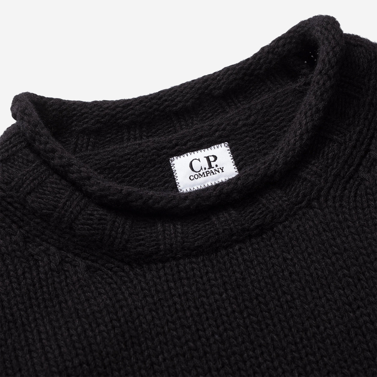 Lambswool GRS Boxy Mock Neck Knit Sweater - Black