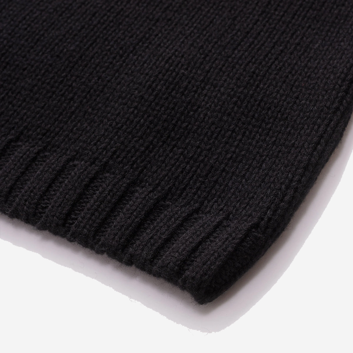 Lambswool GRS Boxy Mock Neck Knit Sweater - Black