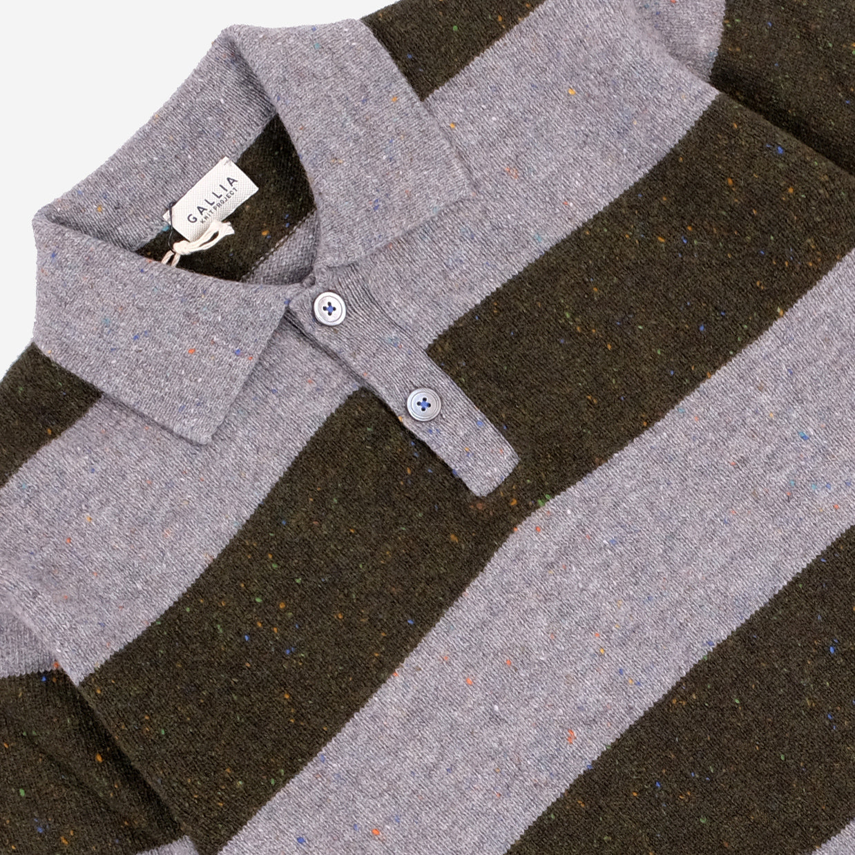 Lawson Donegal Merino Wool Polo - Olive/Grey