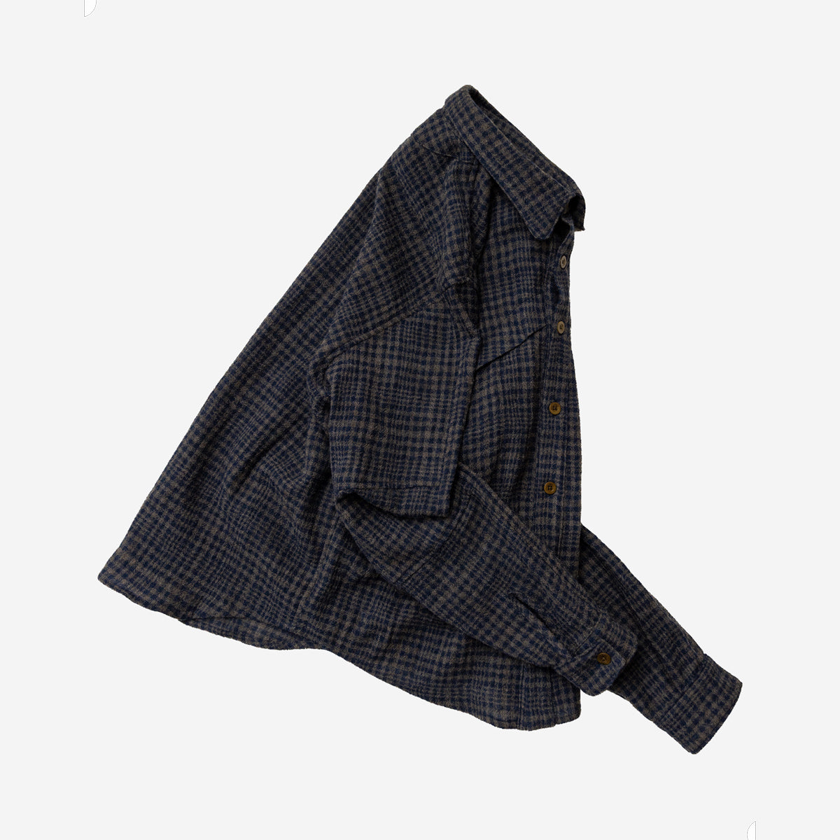 Lemures Worsted Wool Overshirt - Uneven Plaid Gauze
