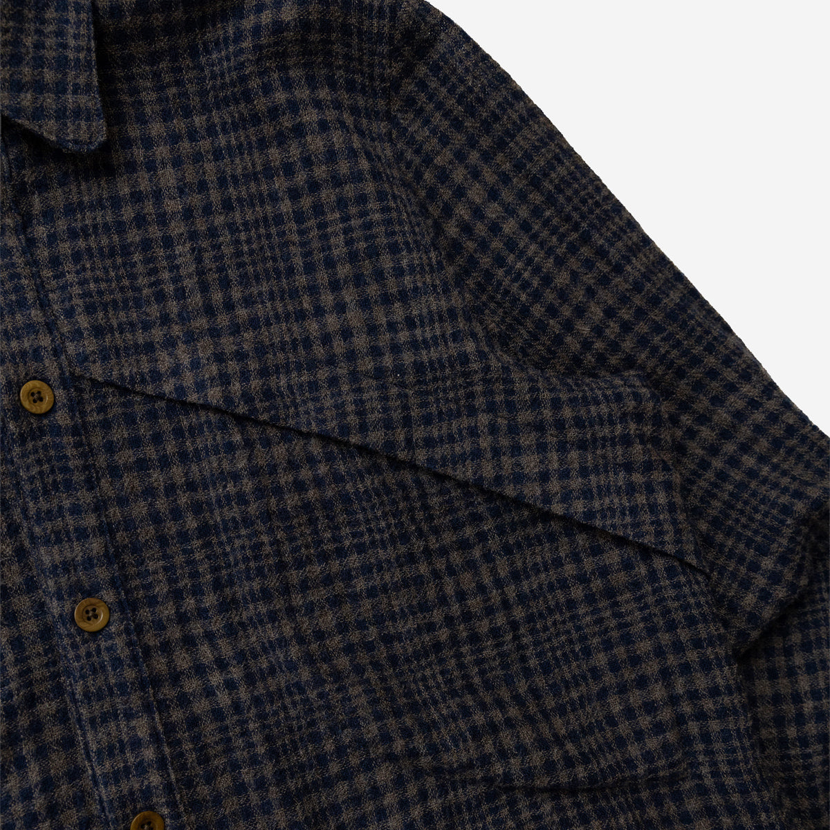 Lemures Worsted Wool Overshirt - Uneven Plaid Gauze