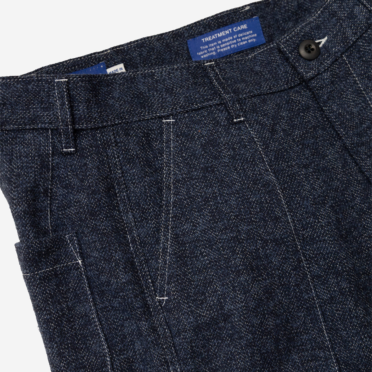 Tae Wide Cargo Cotton Tweed Pant - Navy