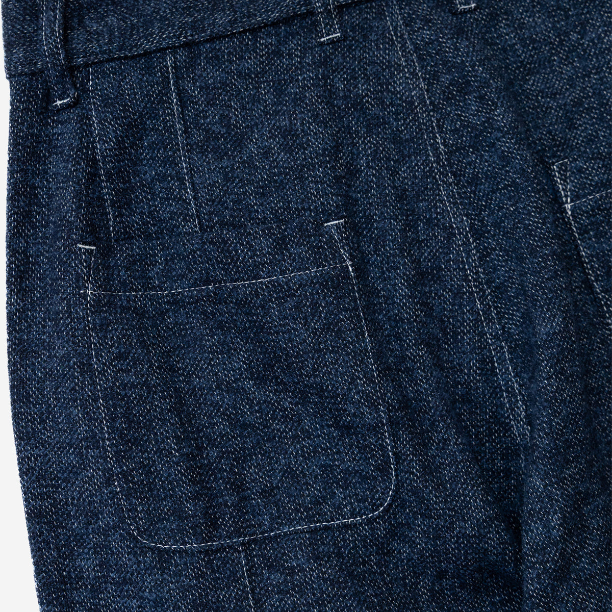 Tae Wide Cargo Cotton Tweed Pant - Navy