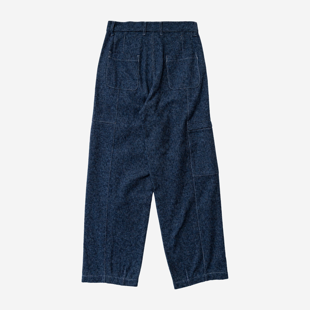 Tae Wide Cargo Cotton Tweed Pant - Navy