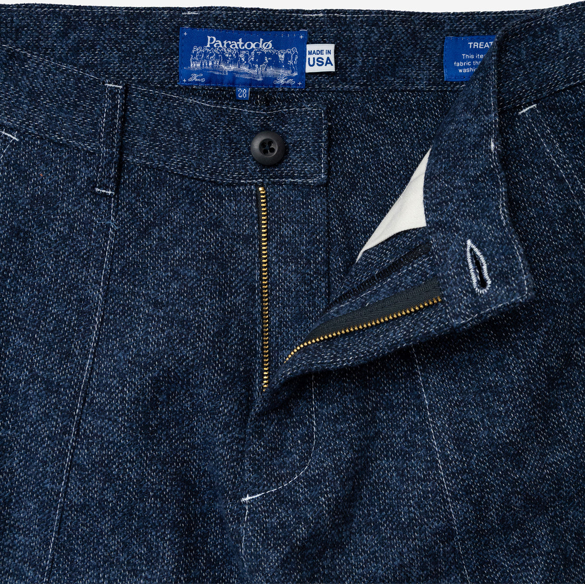Tae Wide Cargo Cotton Tweed Pant - Navy