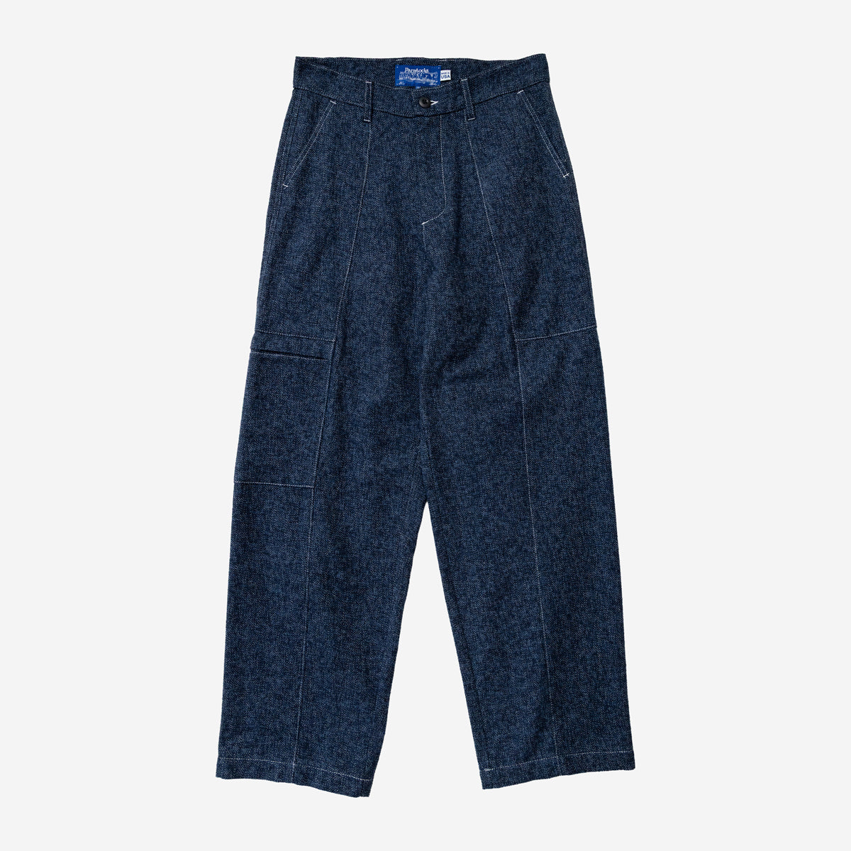 Tae Wide Cargo Cotton Tweed Pant - Navy