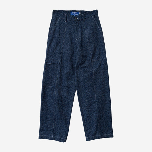 Tae Wide Cargo Cotton Tweed Pant - Navy