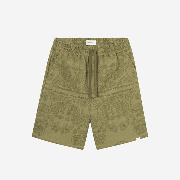 Les Deux - Lesley Paisley Easy Shorts - Surplus Green – Muddy 