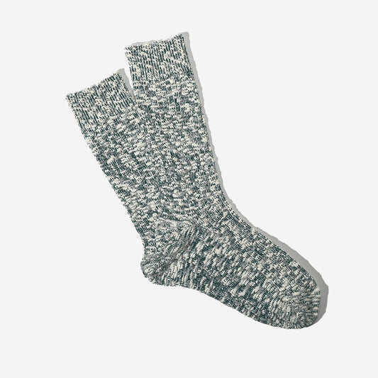 Lightweight Slub Crew Socks - Moss