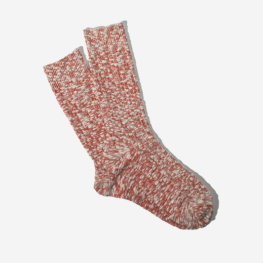 Lightweight Slub Crew Socks - Terracotta