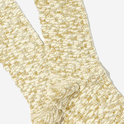 Lightweight Slub Crew Socks - Khaki Mélange
