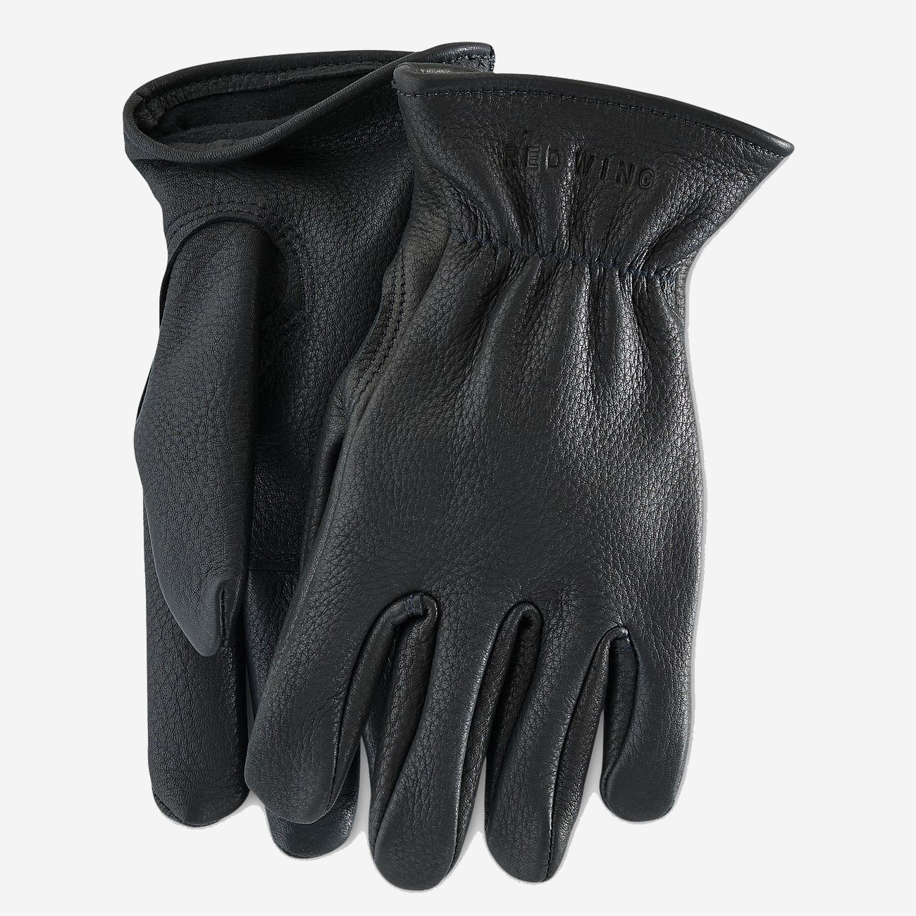 Lined Buckskin Leather Gloves - Black