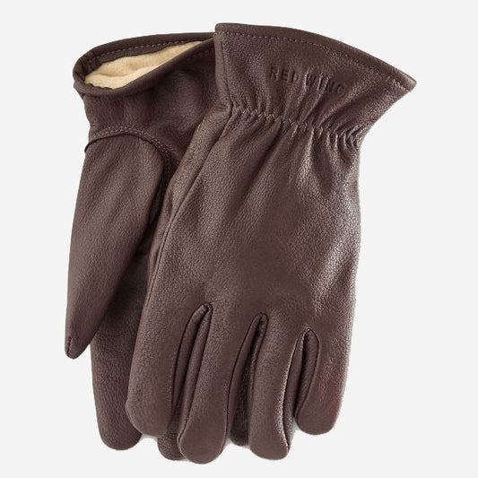Lined Buckskin Leather Gloves - Brown